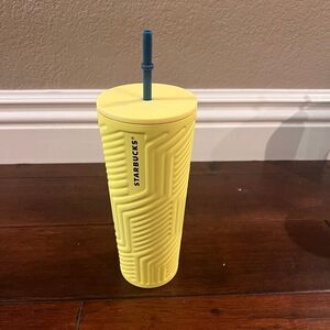 Starbucks 2024 Yellow Angular Textured Soft Touch SS Tumbler 24oz